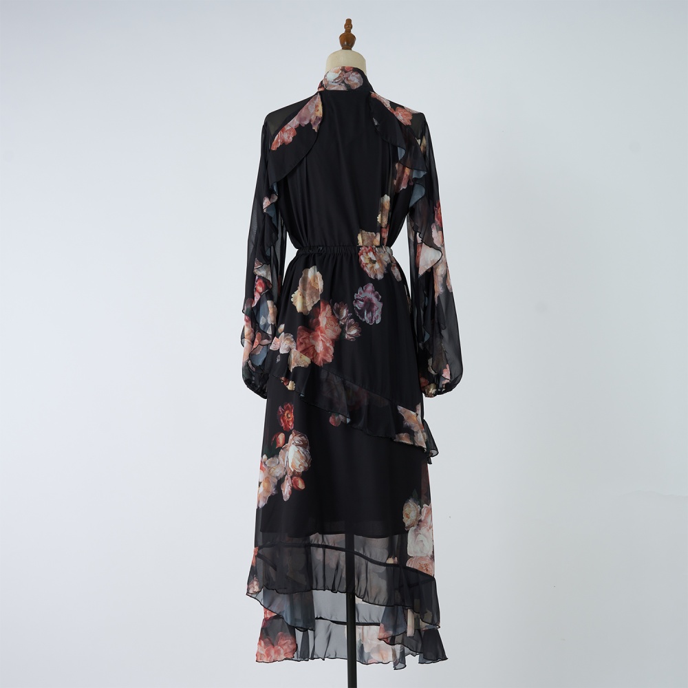Casual printing skirt autumn and winter shirt a set
