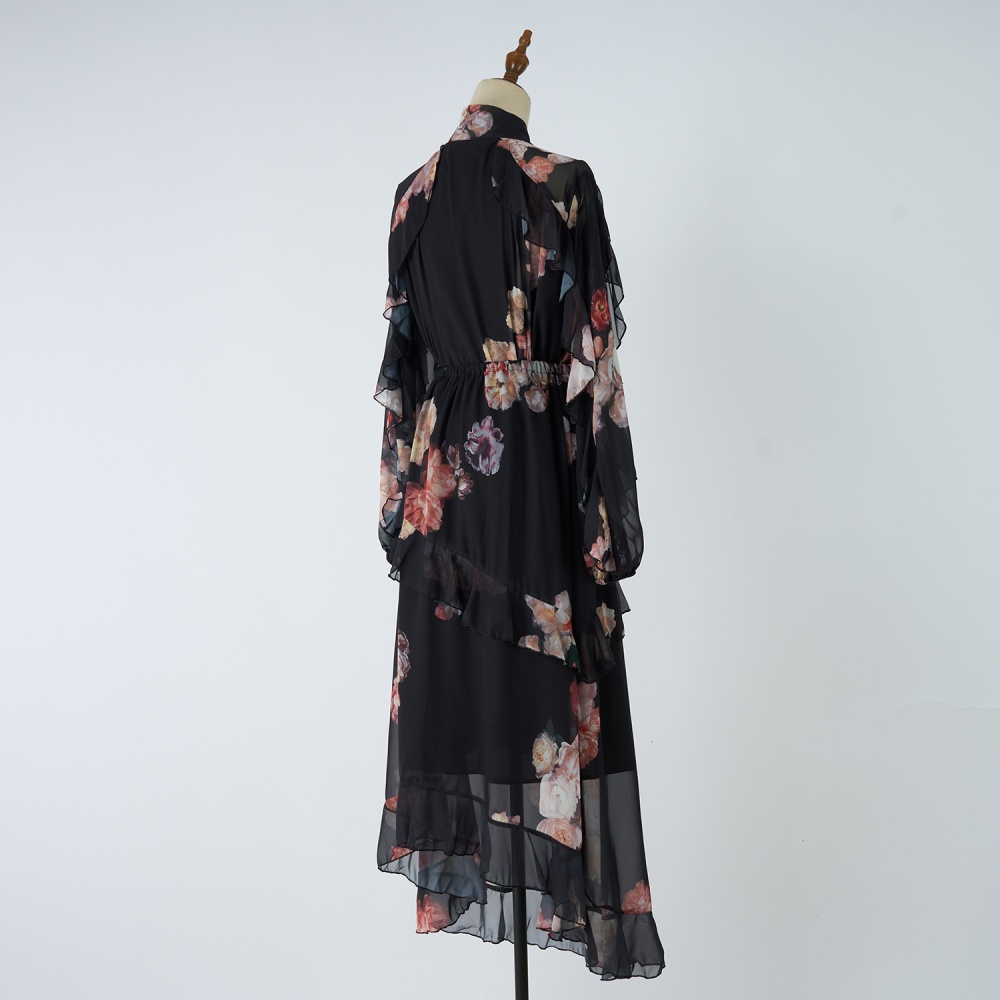 Casual printing skirt autumn and winter shirt a set