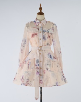 Lady printing dress autumn shirt