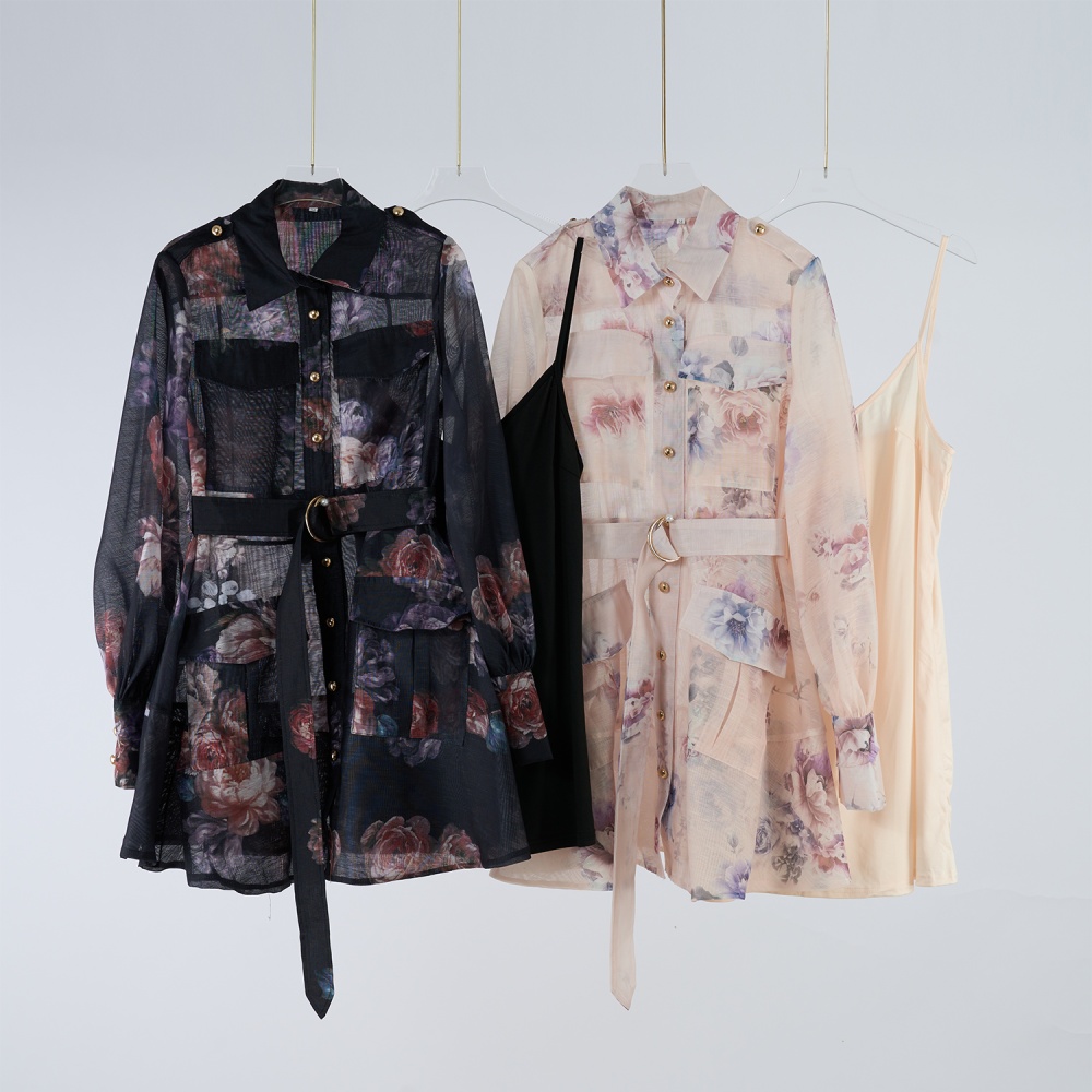 Lady printing dress autumn shirt