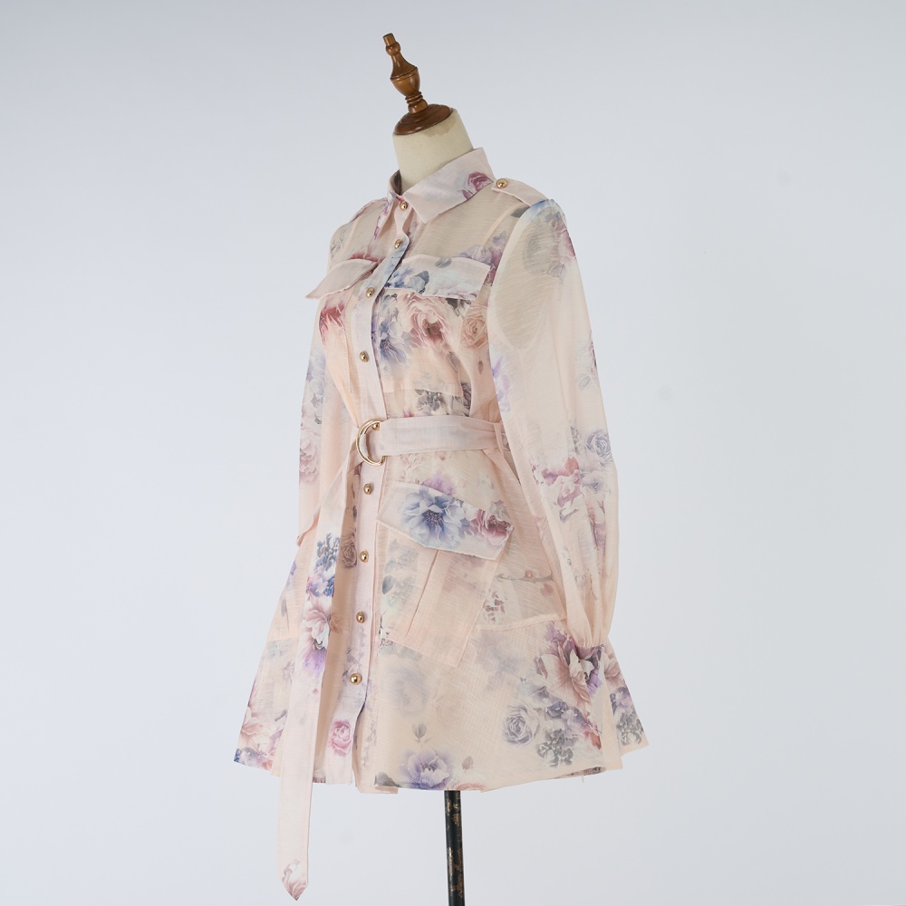 Lady printing dress autumn shirt