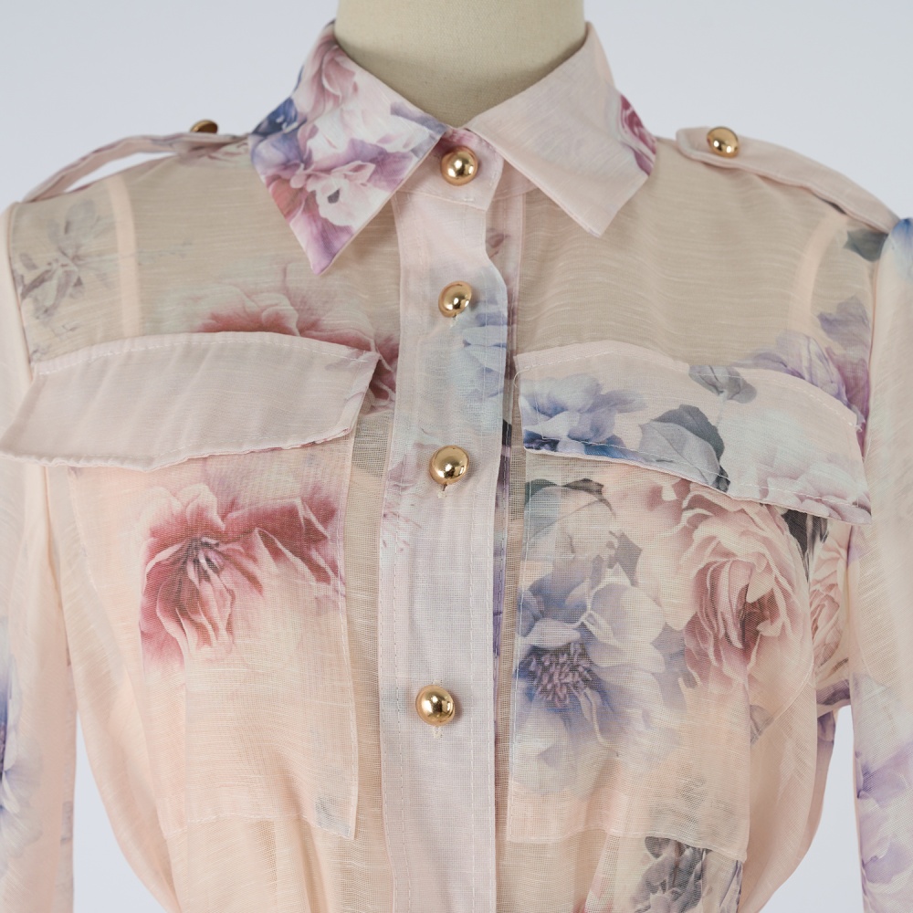 Lady printing dress autumn shirt