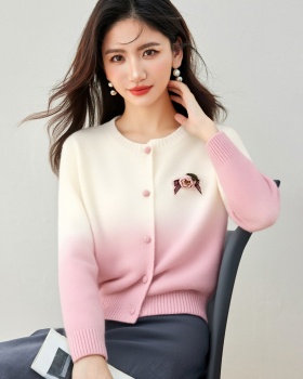 Gradient spring and autumn tops pink autumn sweater