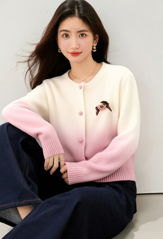 Gradient spring and autumn tops pink autumn sweater