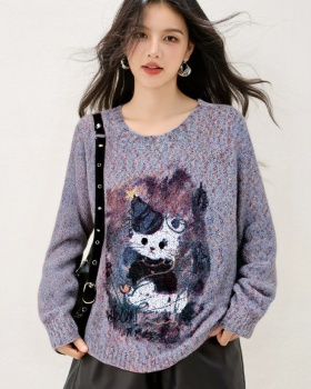 Long sleeve lazy loose Western style sweater for women