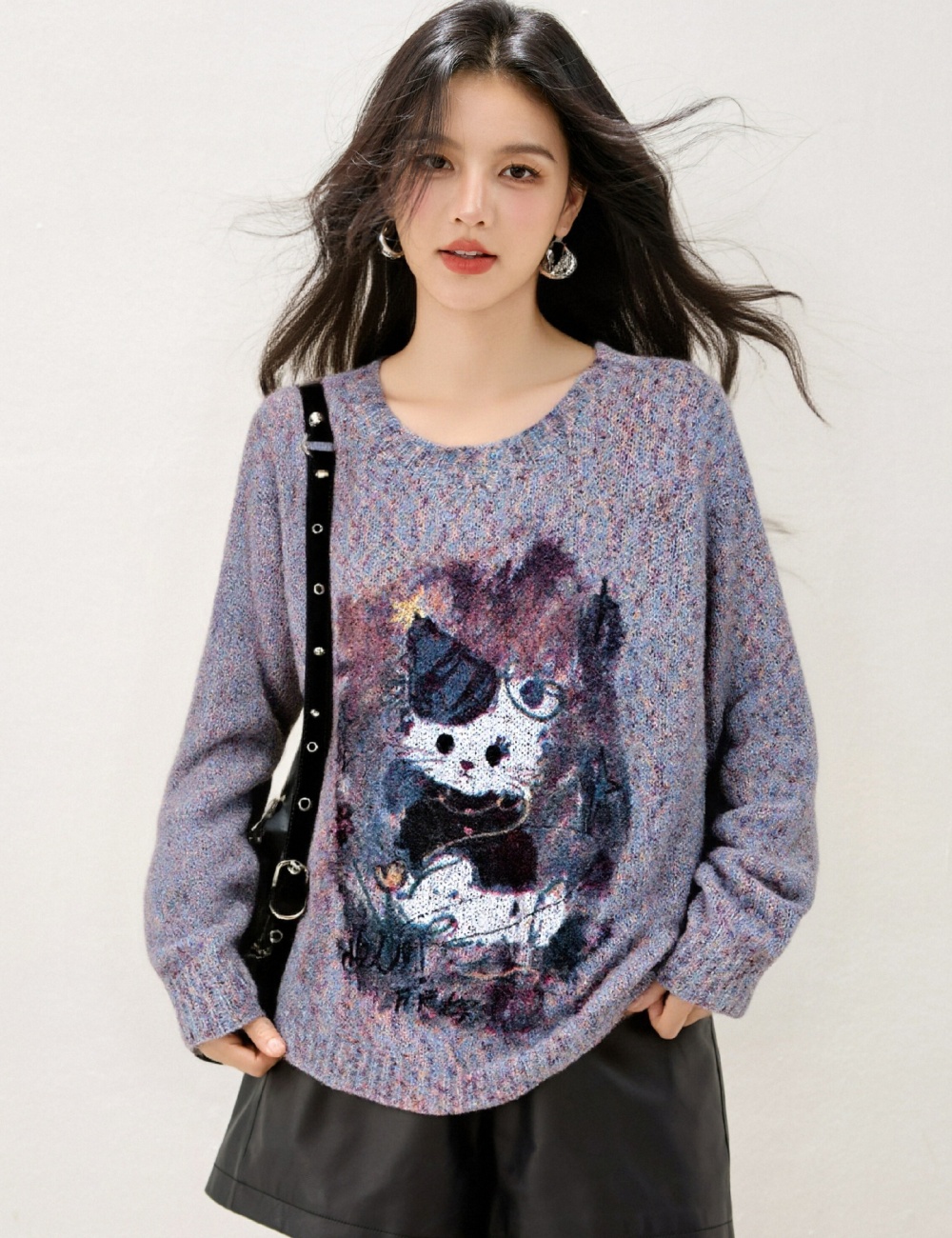 Long sleeve lazy loose Western style sweater for women