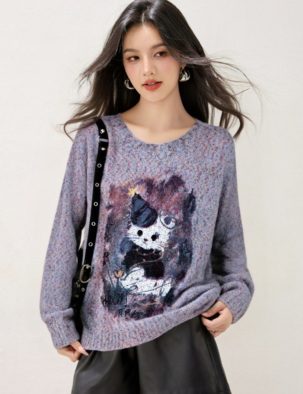 Long sleeve lazy loose Western style sweater for women