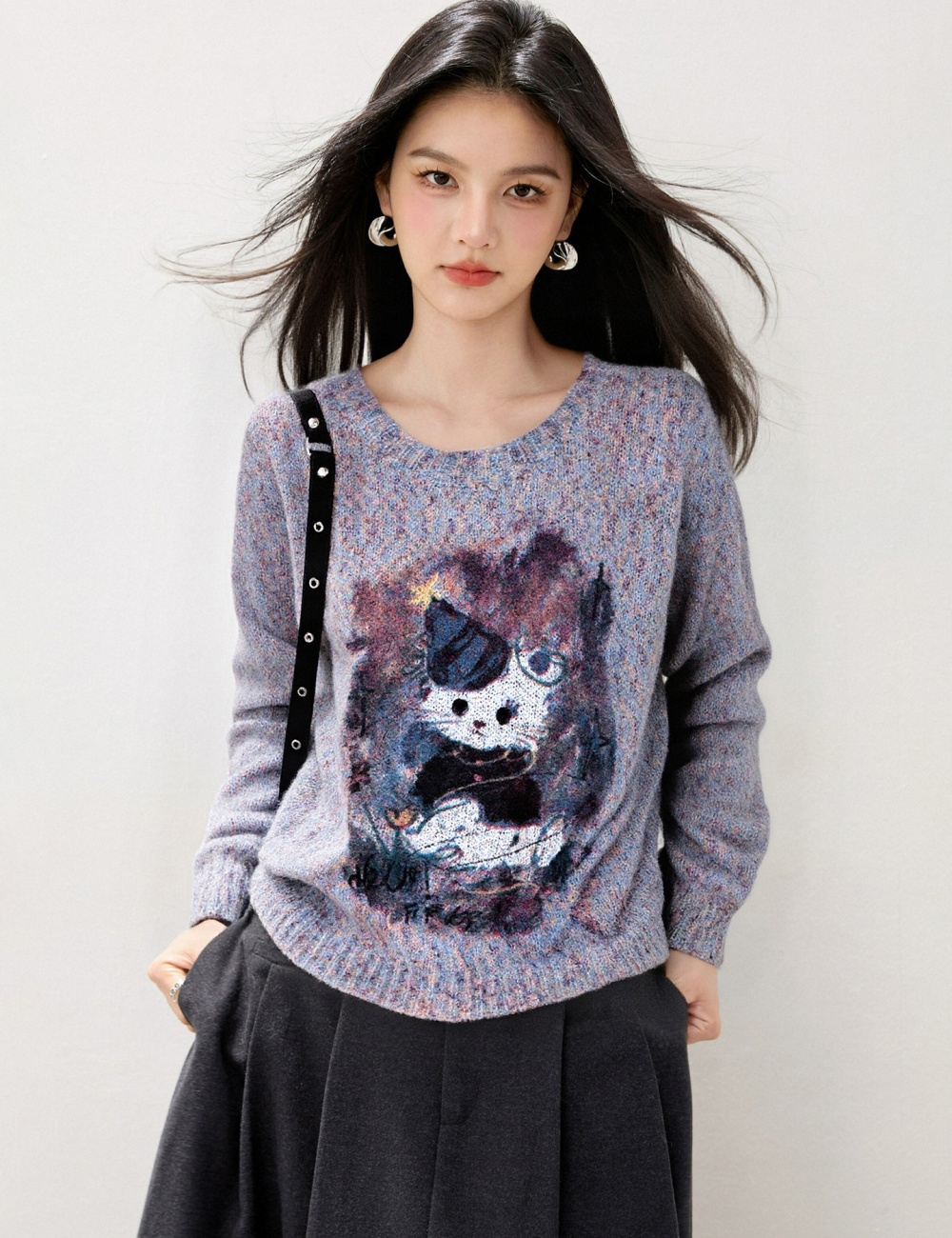 Long sleeve lazy loose Western style sweater for women