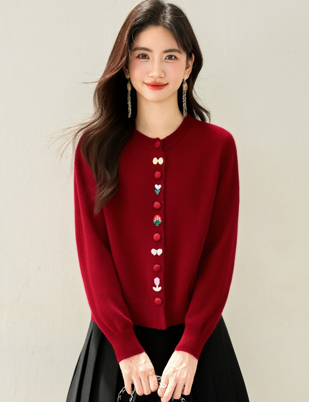 Slim knitted cardigan colors sweater for women
