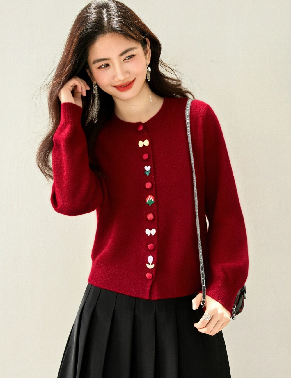 Slim knitted cardigan colors sweater for women