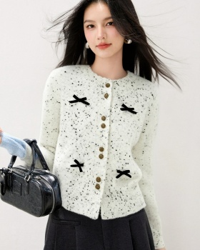 Autumn tender tops bow temperament sweater for women