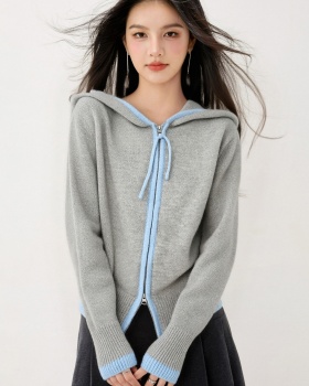 Mixed colors Western style sweater zip unique tops
