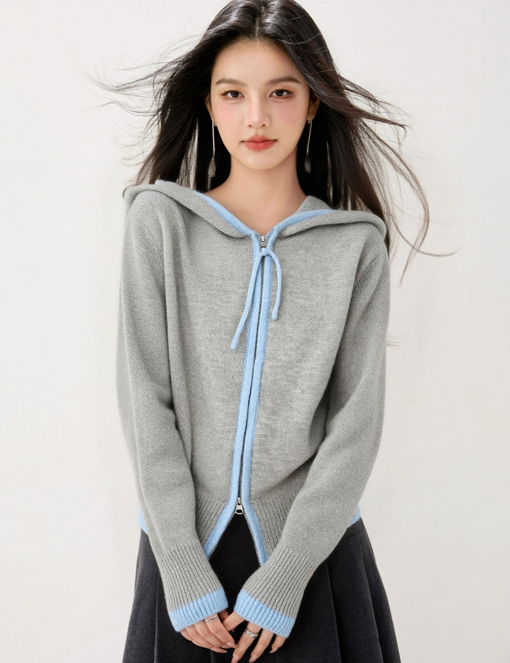 Mixed colors Western style sweater zip unique tops