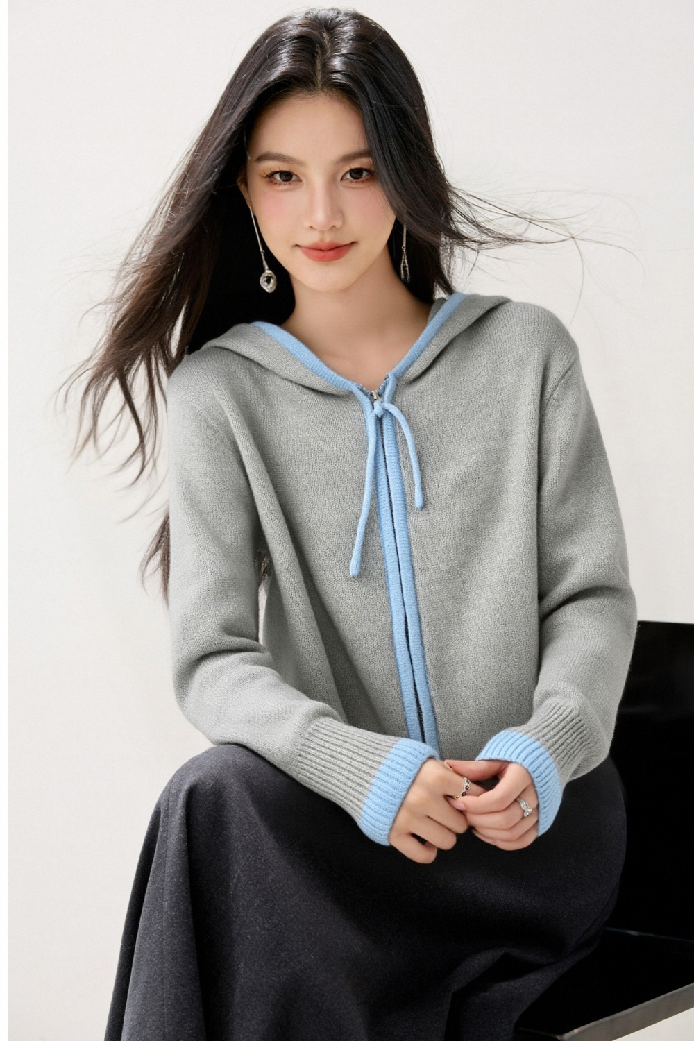 Mixed colors Western style sweater zip unique tops