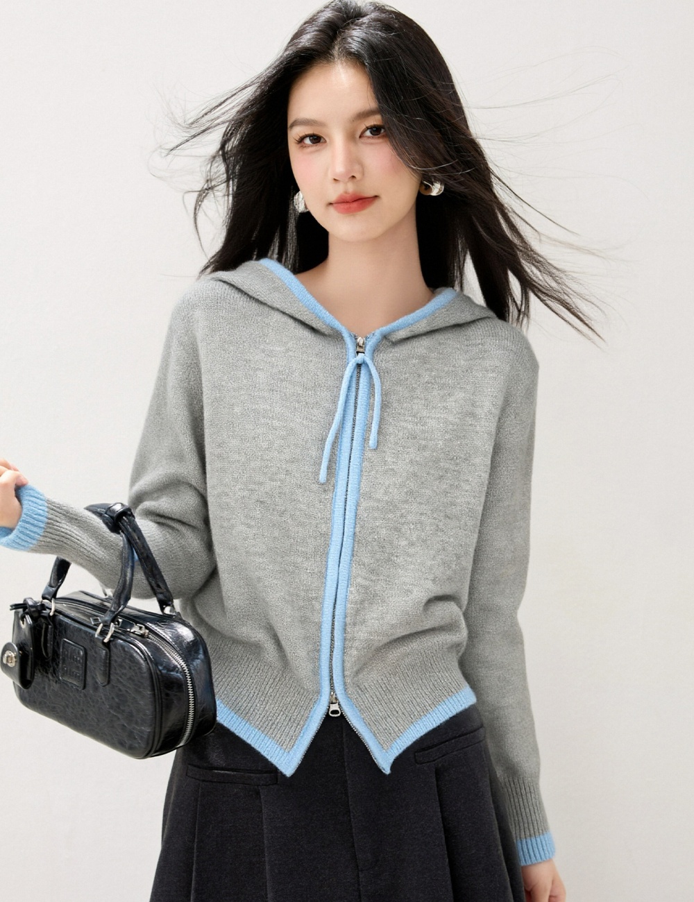Mixed colors Western style sweater zip unique tops