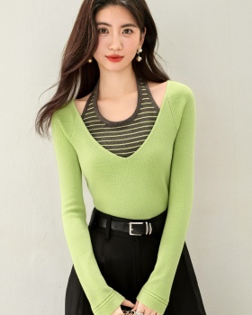 Slim halter vest Korean style all-match tops 2pcs set