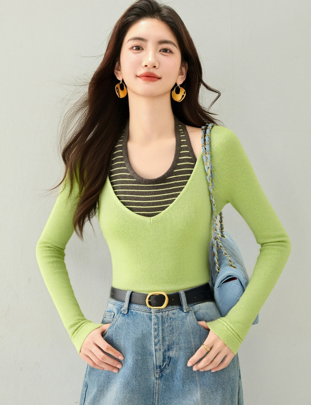 Slim halter vest Korean style all-match tops 2pcs set