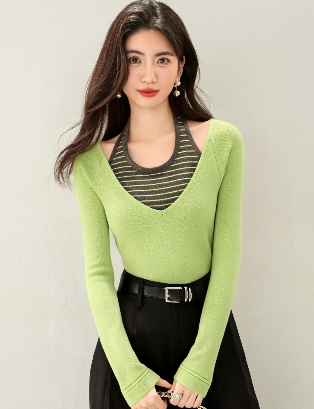 Slim halter vest Korean style all-match tops 2pcs set