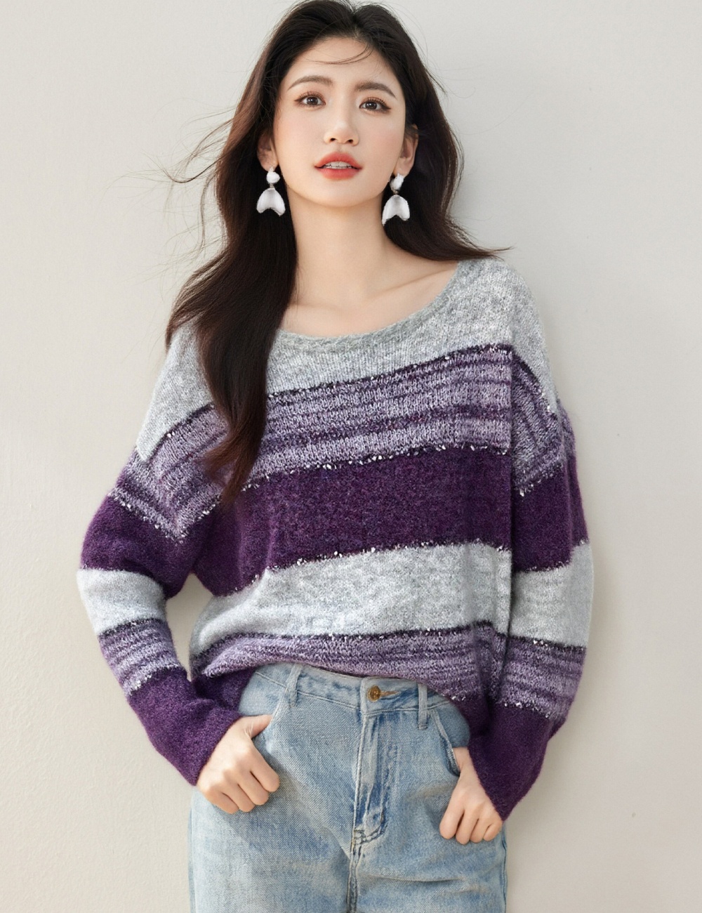 Autumn and winter Korean style mixed colors sweater