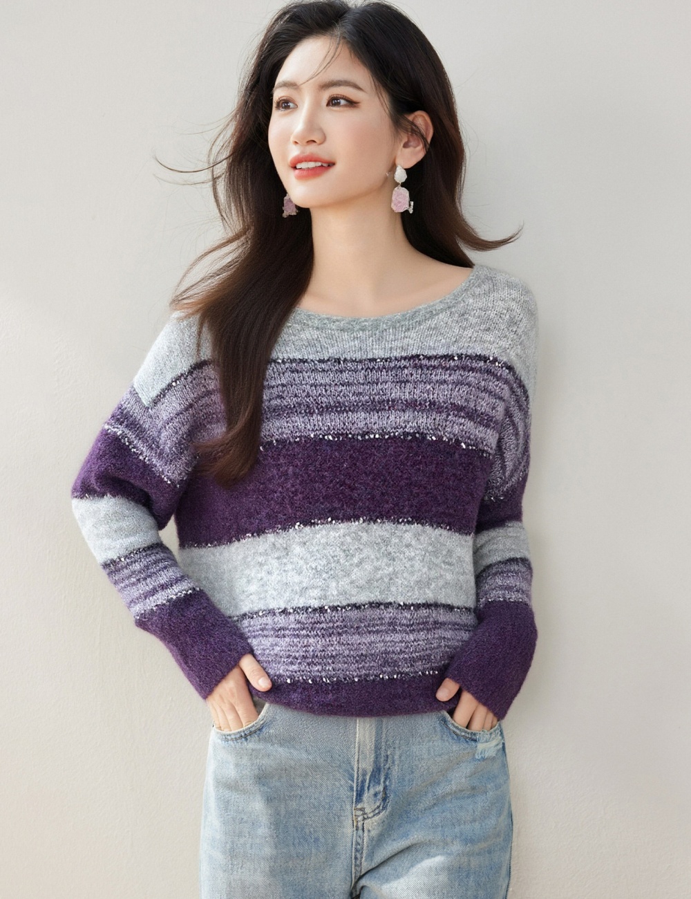 Autumn and winter Korean style mixed colors sweater