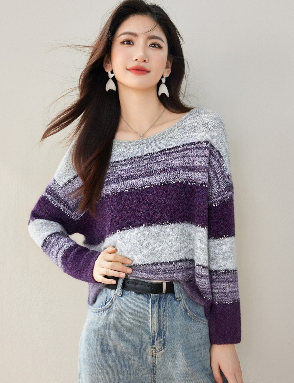 Autumn and winter Korean style mixed colors sweater