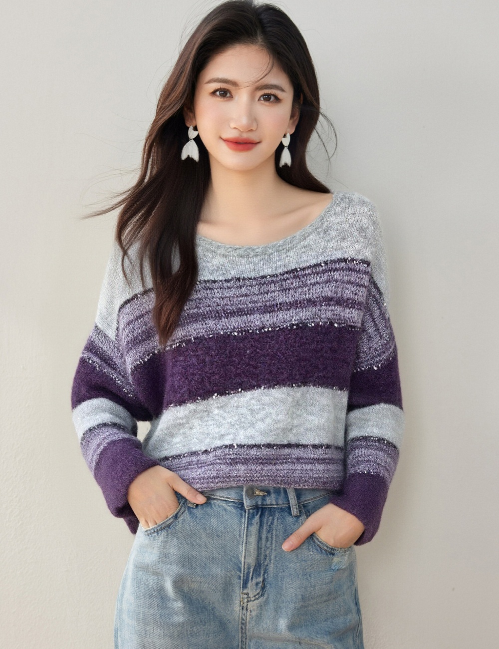 Autumn and winter Korean style mixed colors sweater
