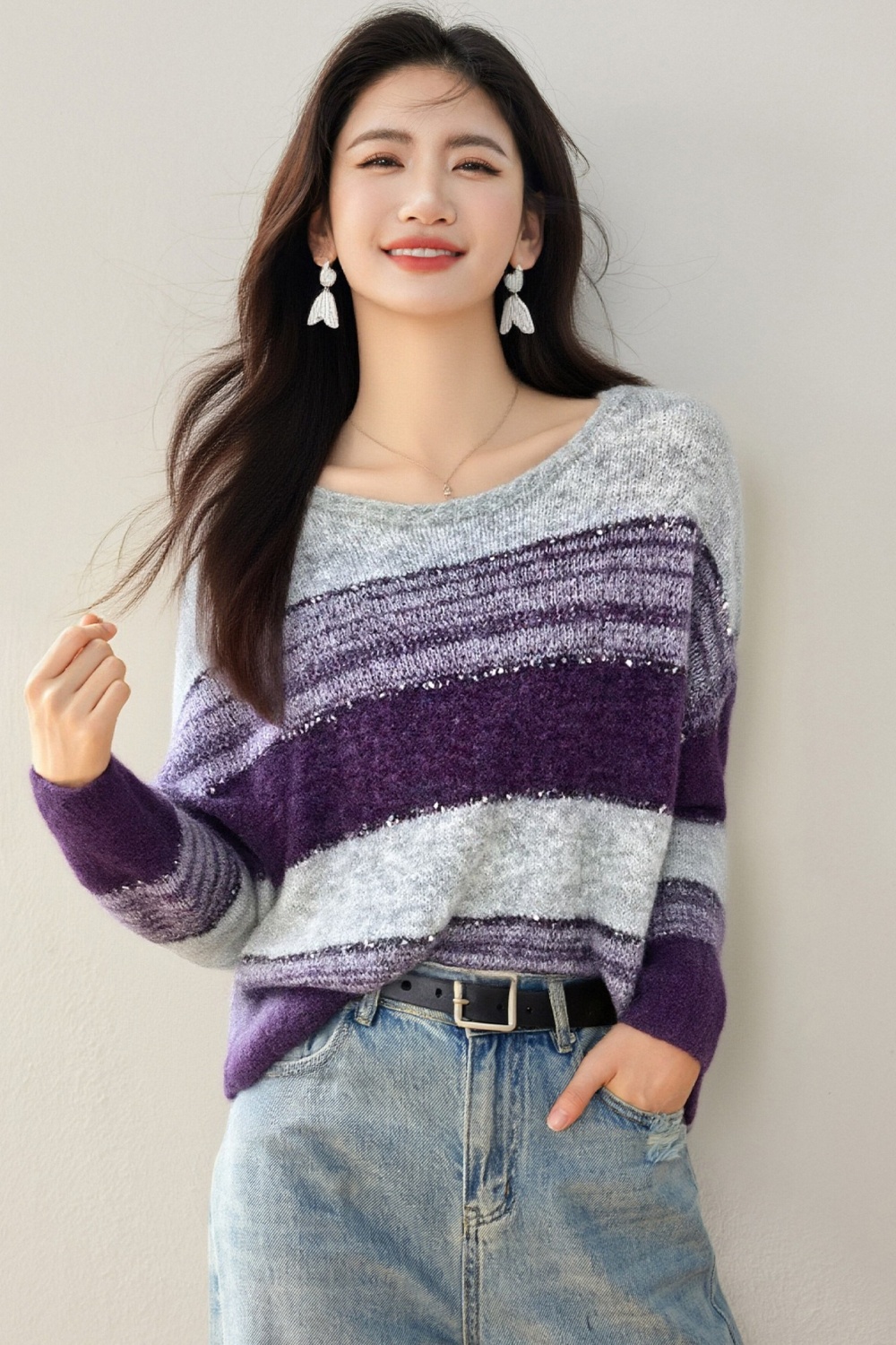 Autumn and winter Korean style mixed colors sweater