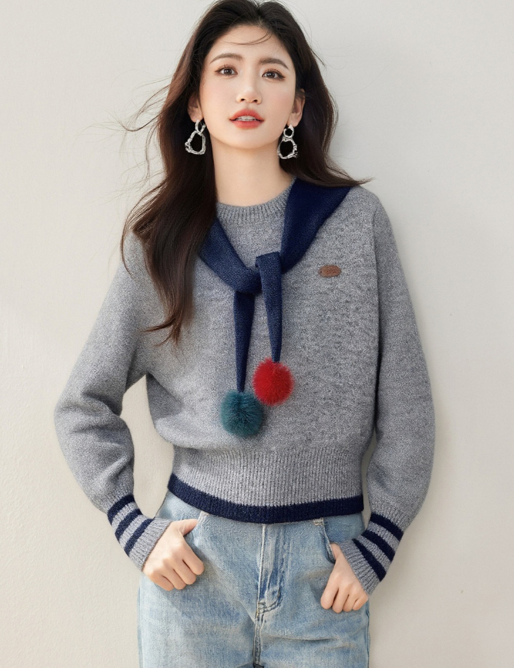 Maiden sweet shawl autumn show young sweater for women