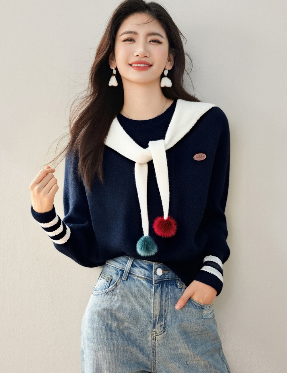 Maiden sweet shawl autumn show young sweater for women