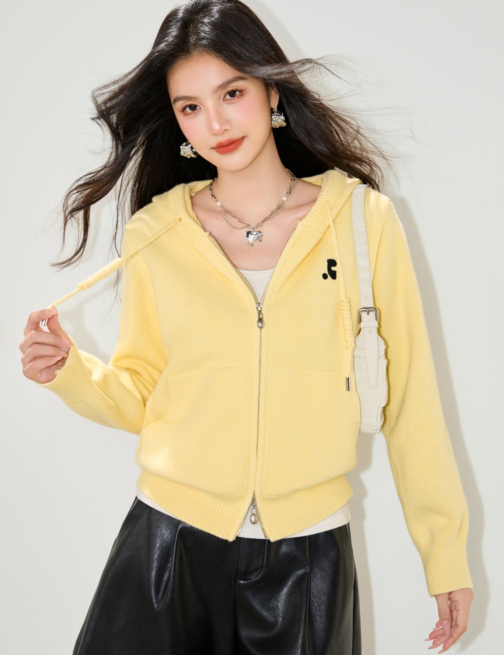 Hooded Korean style coat autumn knitted sweater for women