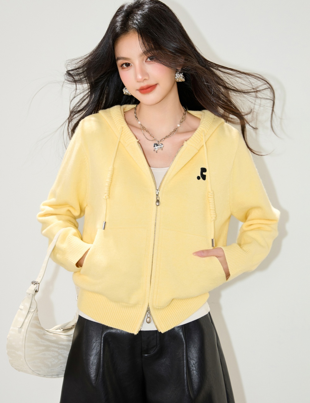 Hooded Korean style coat autumn knitted sweater for women