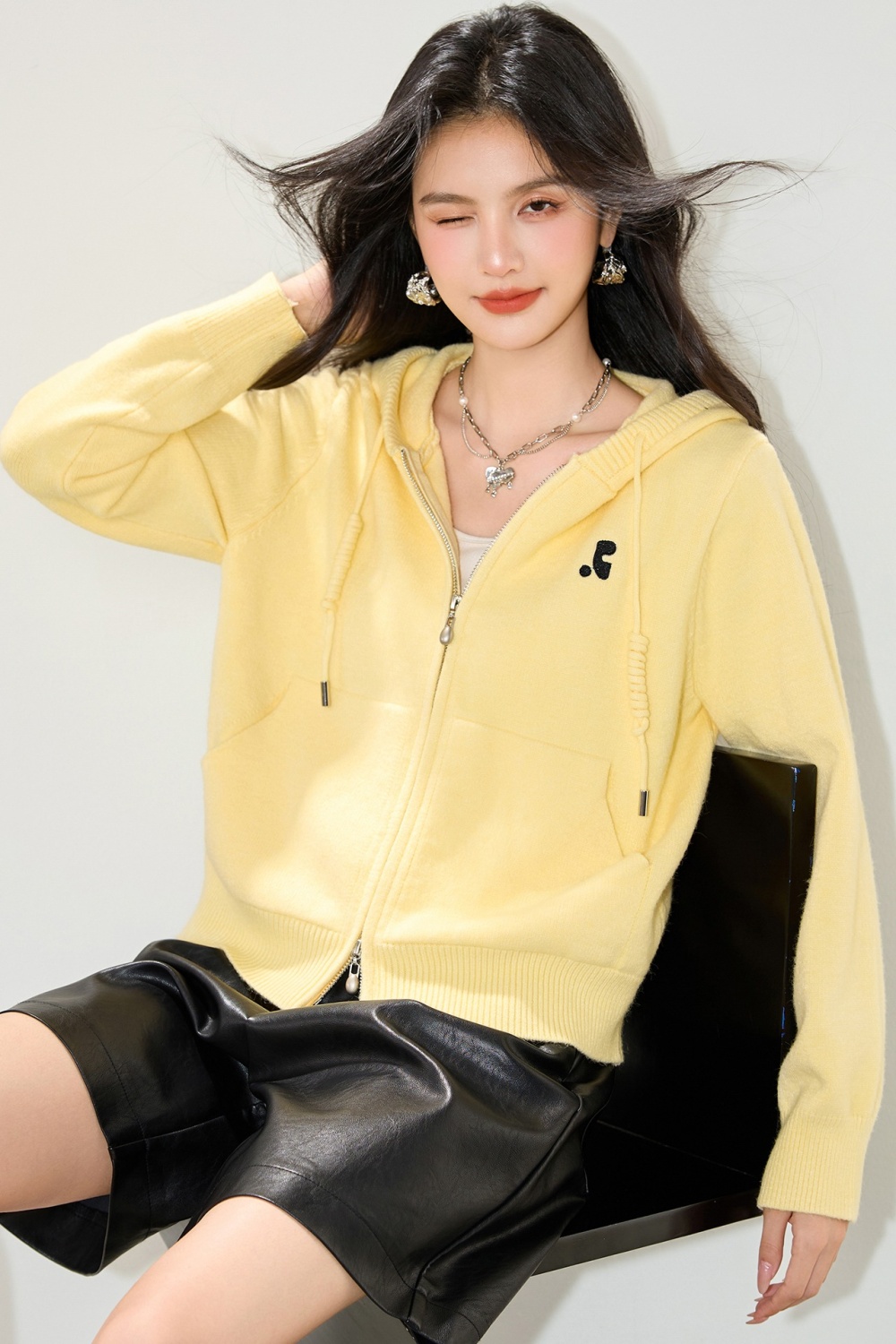 Hooded Korean style coat autumn knitted sweater for women