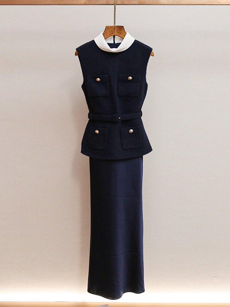 Long autumn dress sleeveless ladies waistcoat for women