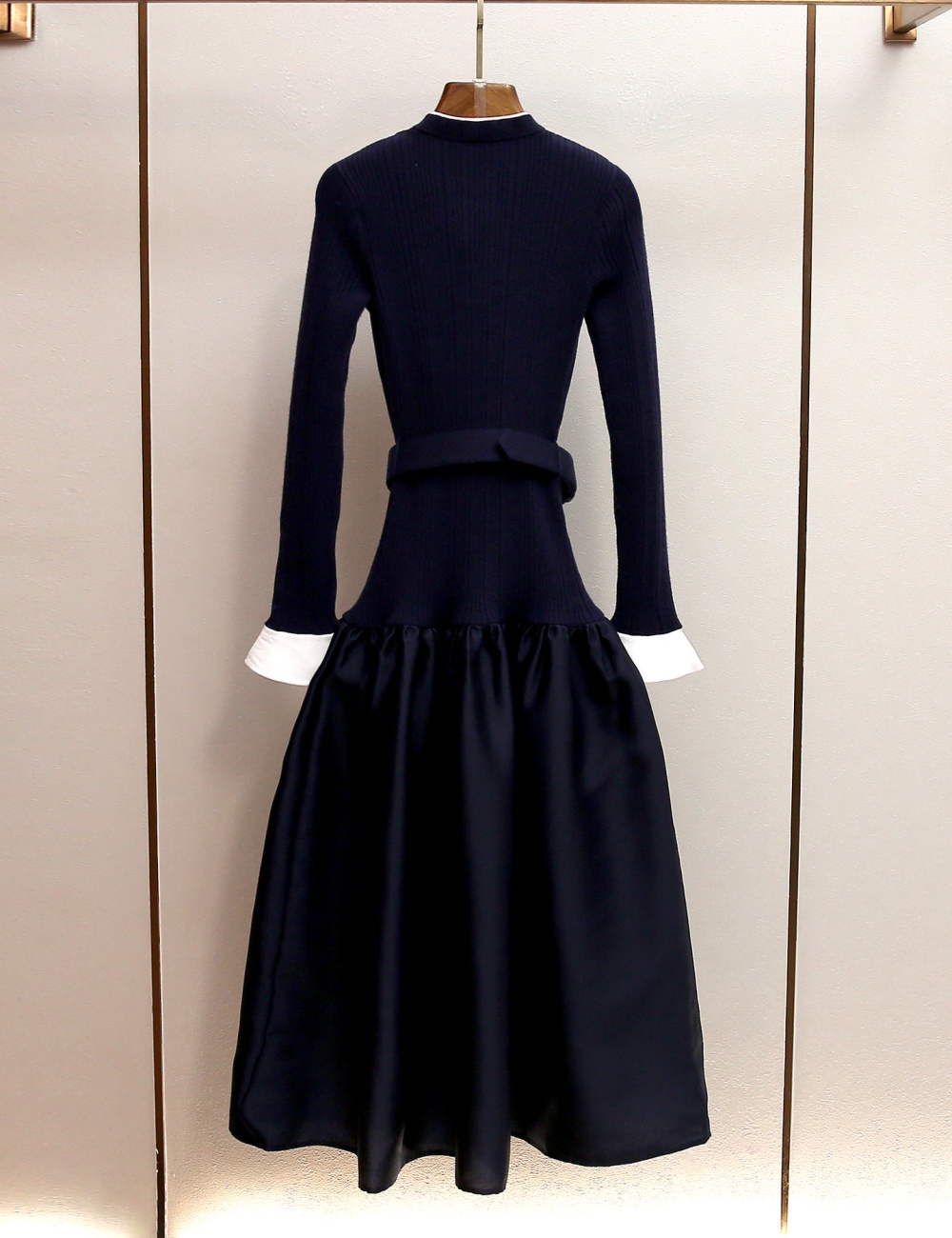 Ladies long France style formal dress A-line knitted dress