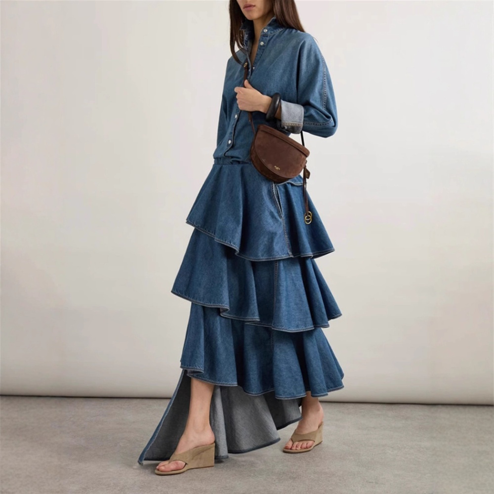 Lotus leaf mermaid shirt loose skirt 2pcs set for women