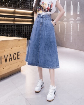 High waist denim skirt commuting long skirt for women