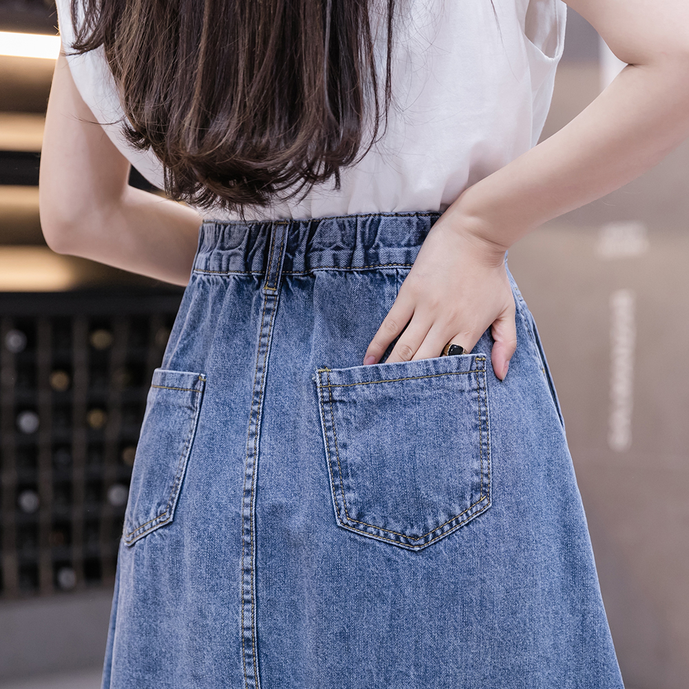 High waist denim skirt commuting long skirt for women