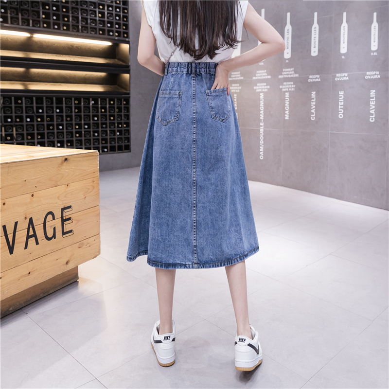 High waist denim skirt commuting long skirt for women