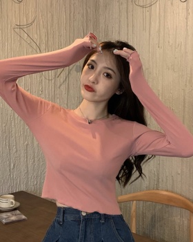 Autumn basis T-shirt long sleeve round neck tops