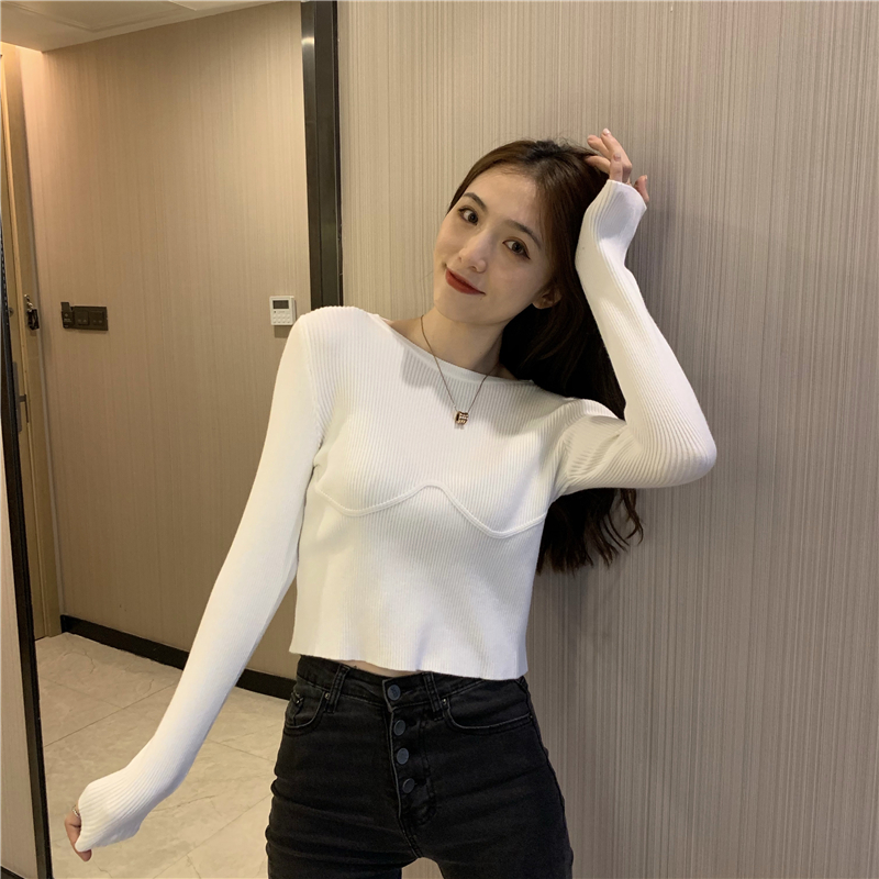 Slim all-match round neck autumn and winter sweater