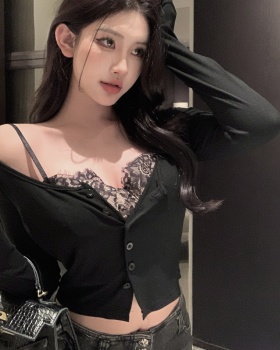 Splice Pseudo-two sexy lace tops