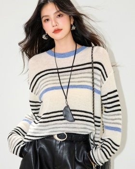 Thin spring and autumn cardigan knitted stripe coat