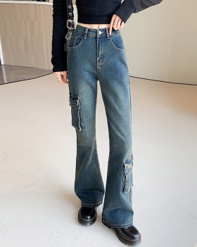 Denim elasticity work clothing Casual long pants for women