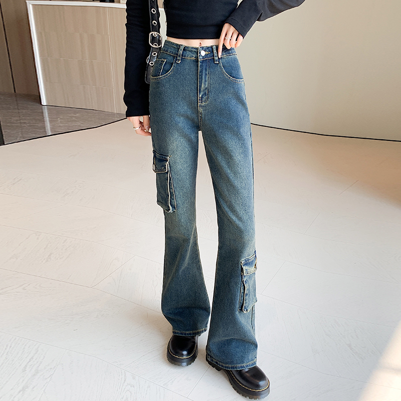 Denim elasticity work clothing Casual long pants for women