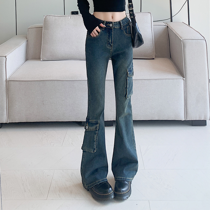 Denim elasticity work clothing Casual long pants for women