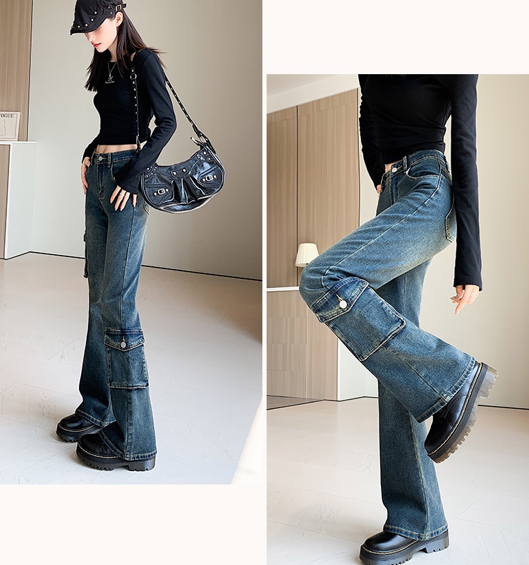 Denim elasticity work clothing Casual long pants for women