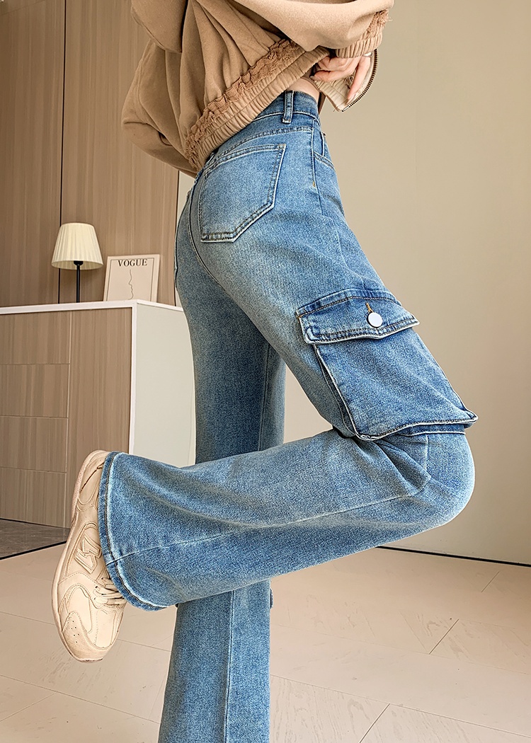Denim elasticity work clothing Casual long pants for women