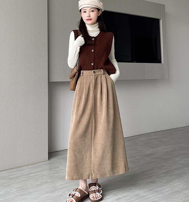 Autumn A-line skirt college style long dress for women
