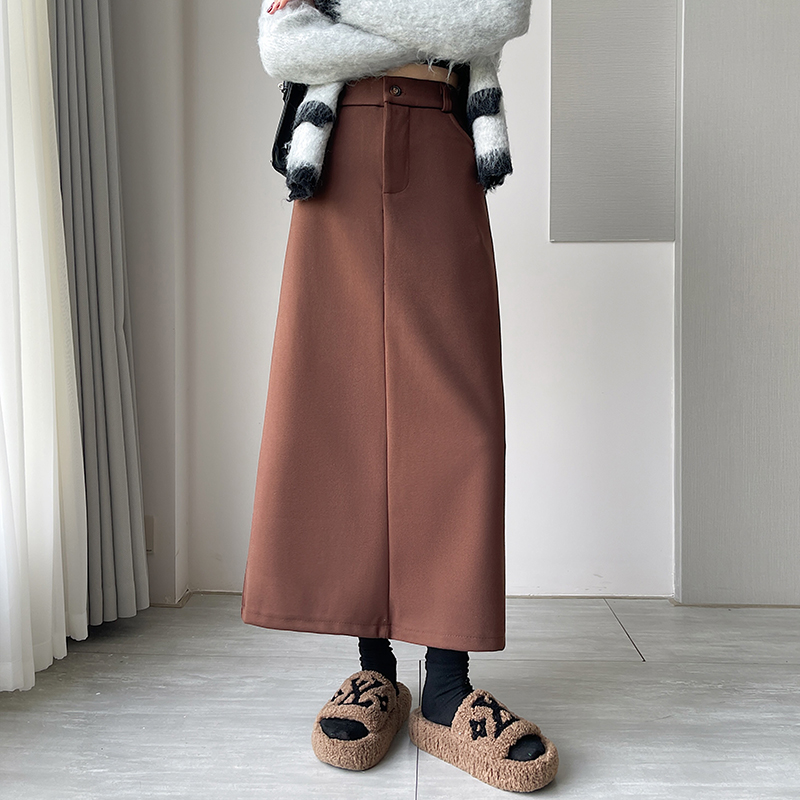 Thick woolen temperament retro autumn skirt for women
