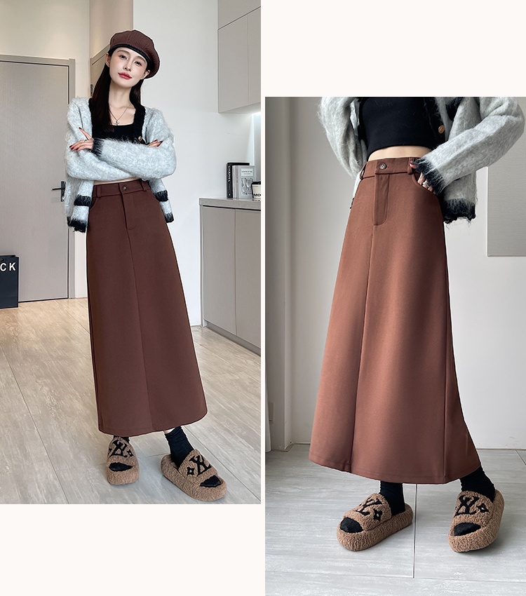 Thick woolen temperament retro autumn skirt for women